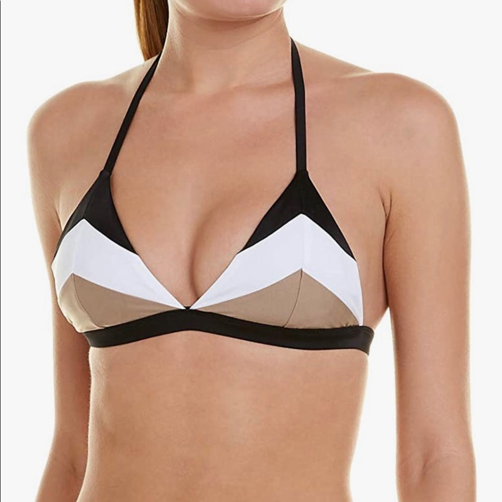 PilyQ colorblock bikini top - black and tan